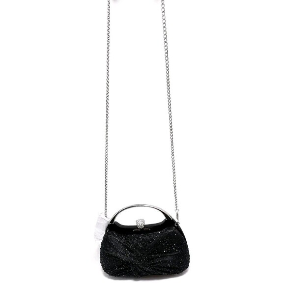NINA Brando Black Crystal Evening Clutch Top Handle Chain Strap Formal Bag NWT - Picture 3 of 16